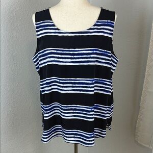 Chico's Black and Blue Striped Tank Top Size 2 Women’s Large